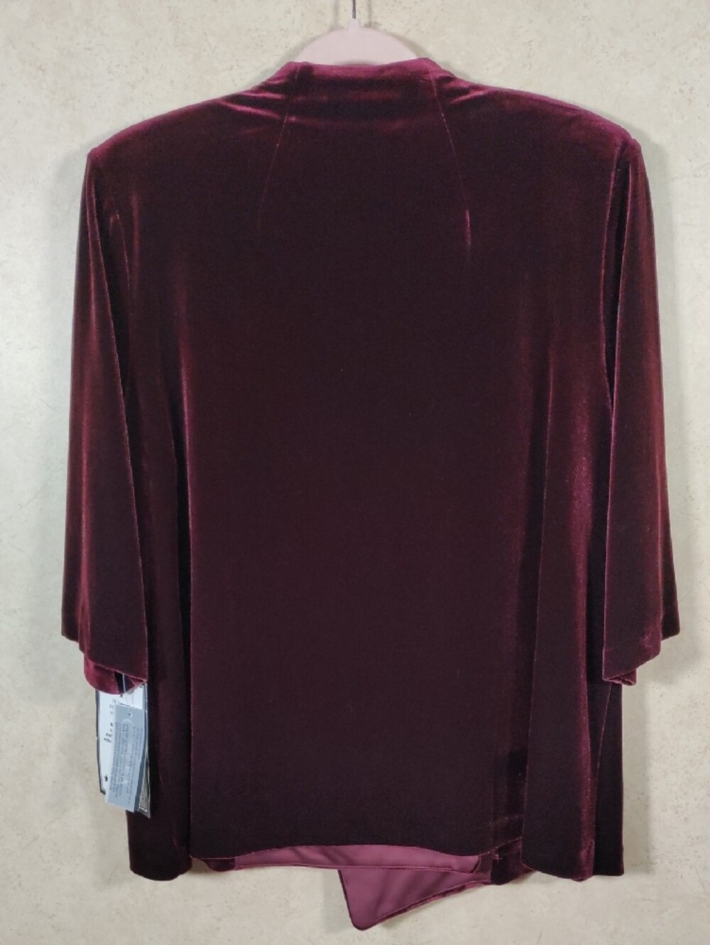 J137 Alex Evenings Wine Velvet Wrap Jacket in with Rhinestone Button XL NWT - Picture 6 of 10